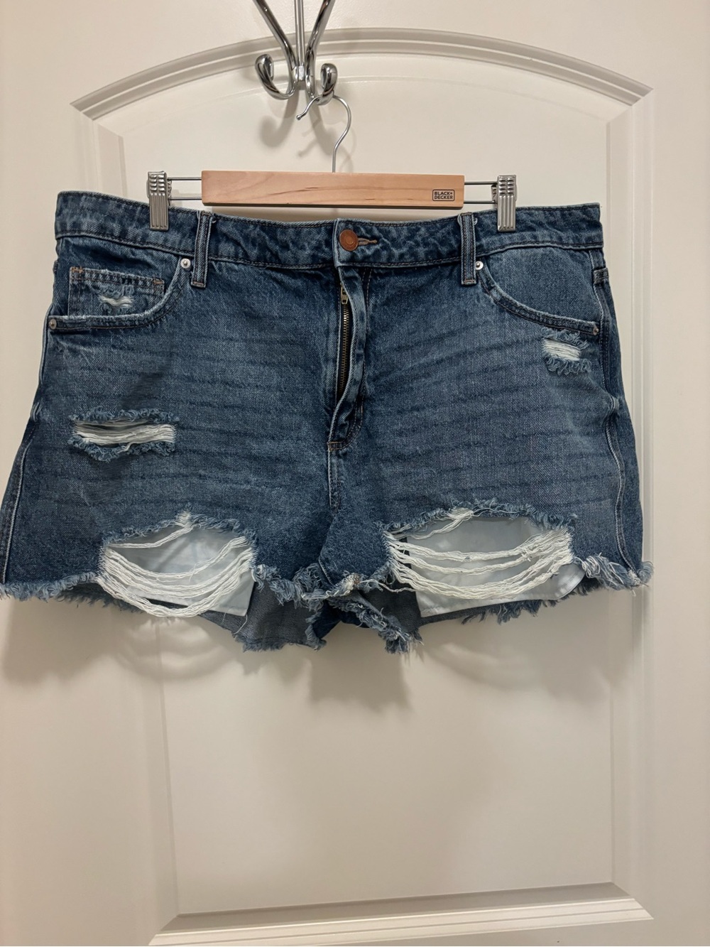 Sneak Peek Dark Blue Ripped Denim Cutoff Shorts